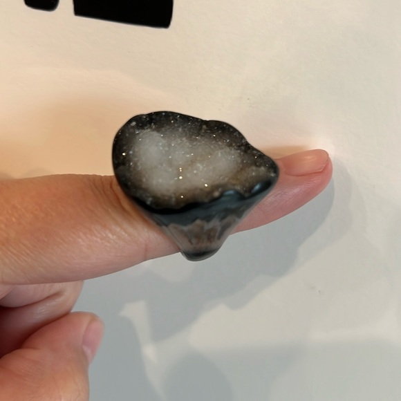 Galaxy Druzy Agate Ring, Black Agate Geode Drusy Ring, Rare Druzy Jewelry Unisex - Picture 2 of 8